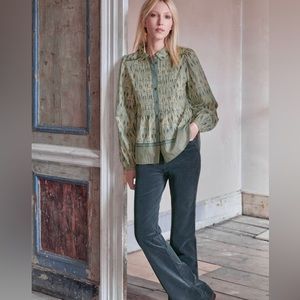 ☑️Wrap London Washed Teal Corduroy Flare Pant 10